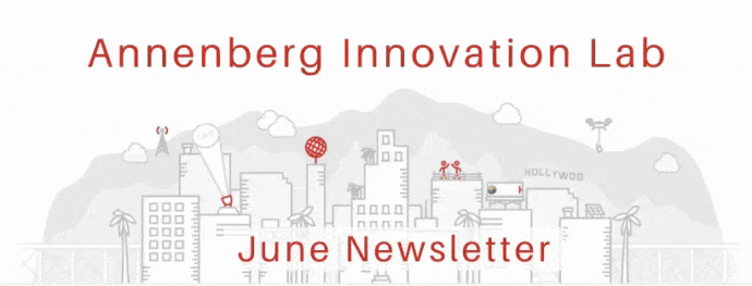 animated LA city skyline with the words "June Newsletter"
